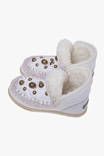 Boot Eskimo Sneaker in pelle crack con maxiborchie oro - 5
