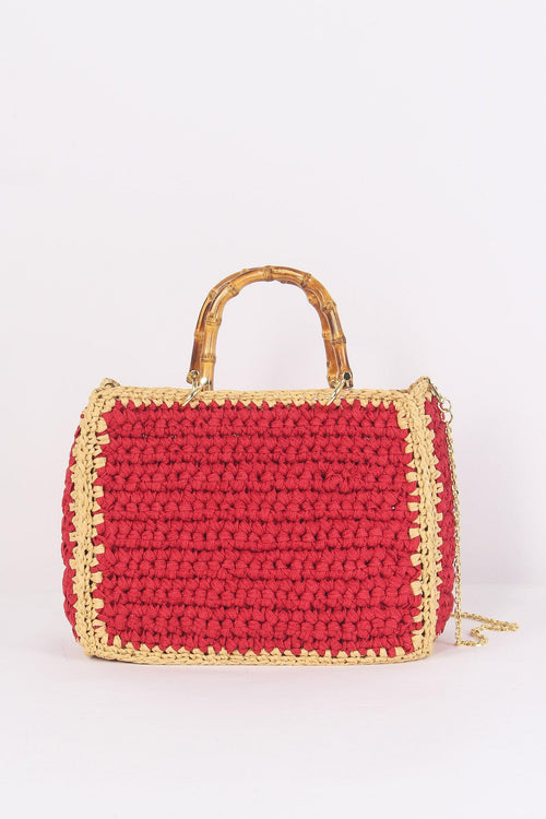 Shopping Crochet Manici Rosso/beige