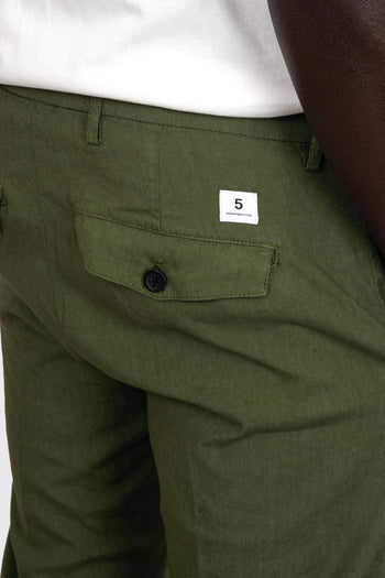 Pantalone Prince Pinces Cotone Verde Militare - 5