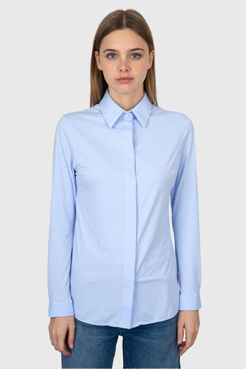 Camicia Oxford Plain Wom Shirt Celeste - 5