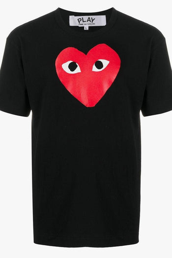 Comme Des Garçons Play T-Shirt Nero Stampa Cuore Rosso - 4