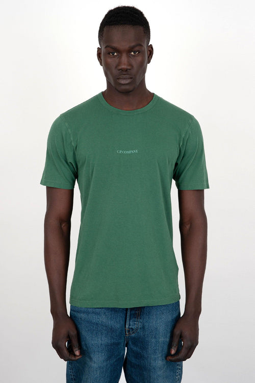 T-shirt 24/1 Jersey Resist Dyed Logo Verde Uomo