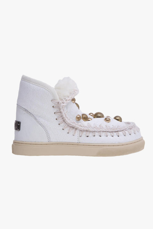 Boot Eskimo Sneaker in pelle crack con maxiborchie oro