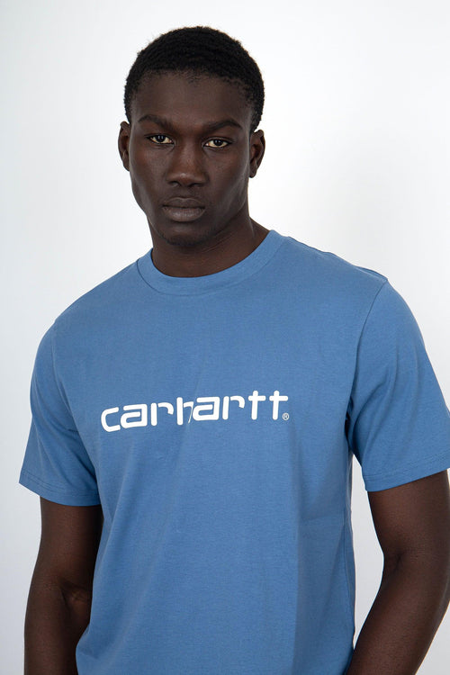 WIP T-Shirt Short Sleeve Script Cotone Azzurro