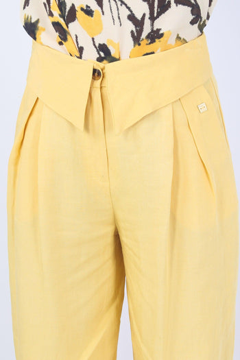 Pantalone Risvolto Misto Lino Banana - 8