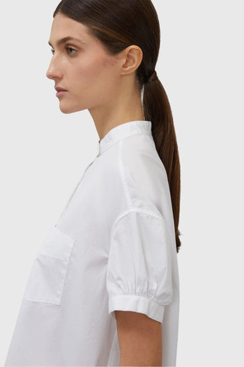 Camicia Popeline Collo Corea Bianco Donna - 3