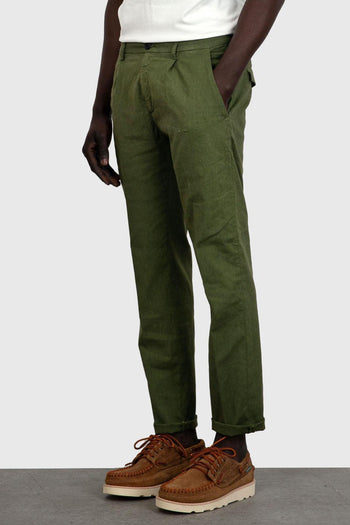 Pantalone Prince Pinces Cotone Verde Militare - 4