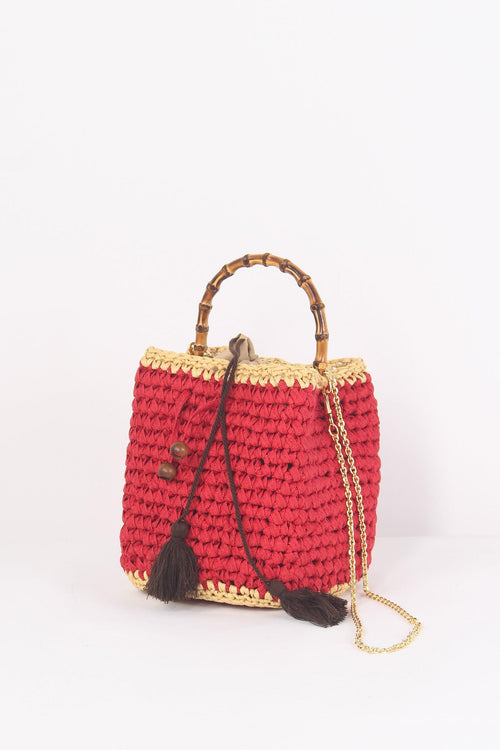 Secchiello Crochet Manico Rosso/beige - 2