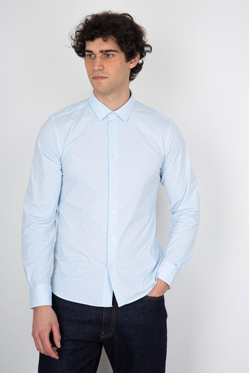 Camicia Shirt Oxford Jacquard Open Celeste Uomo - 1
