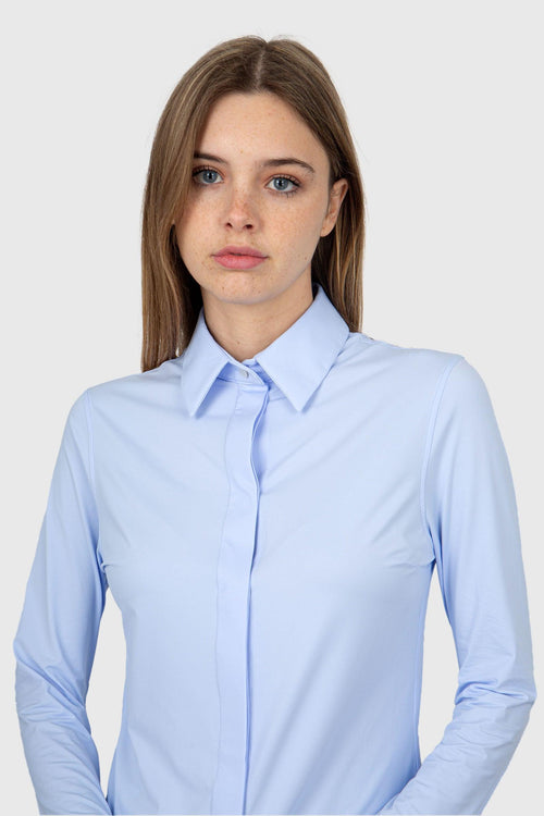Camicia Oxford Plain Wom Shirt Celeste