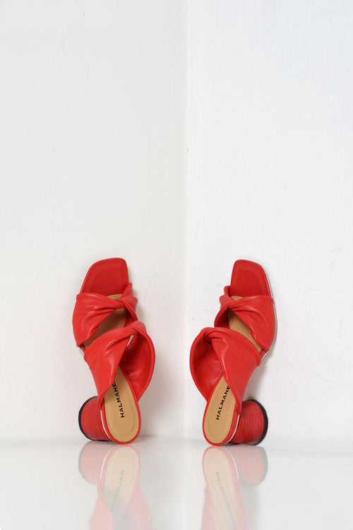 Sandalo rosso tacco medio - 1