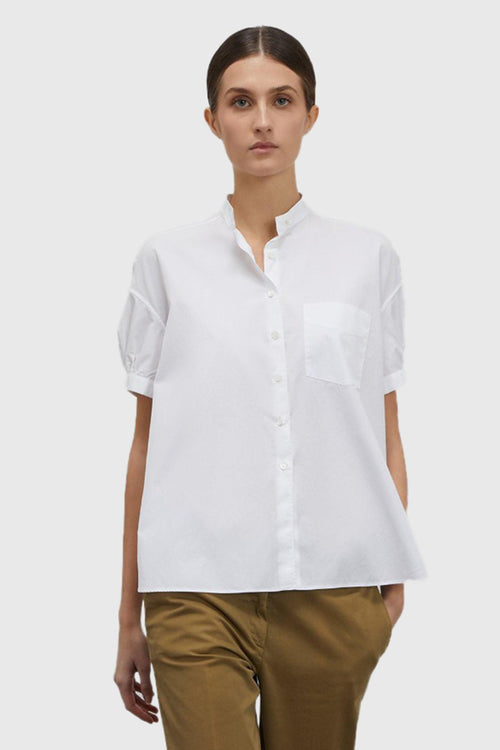 Camicia Popeline Collo Corea Bianco Donna - 1