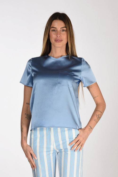 Tshirt Seta Azzurro Donna - 1