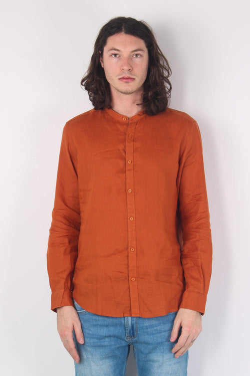 Camicia Lino Coreana Rust
