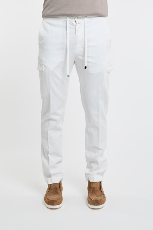 Pantalone Chino in Cotone/Lino/Lycra Blu