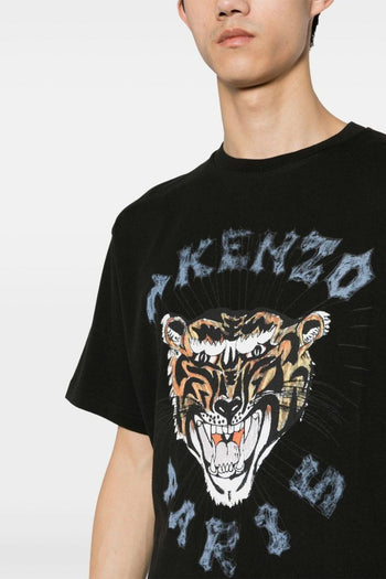 T-shirt Nero Uomo Stampa Tiger Head - 3
