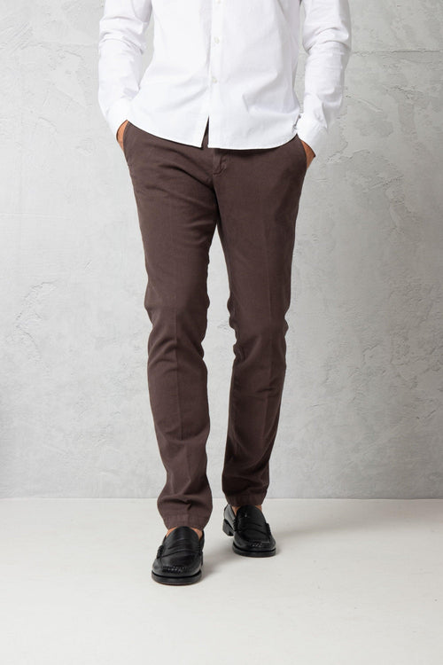 Pantalone slim in cotone stretch microfantasia - 1