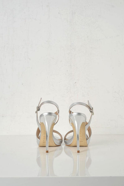 Sandalo argento tacco alto - 2
