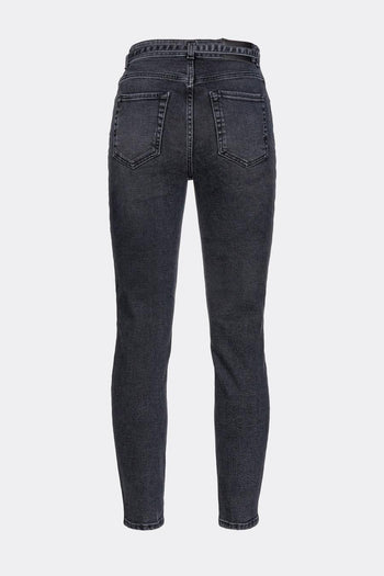 Jeans skinny in denim stretch con cintura - 5