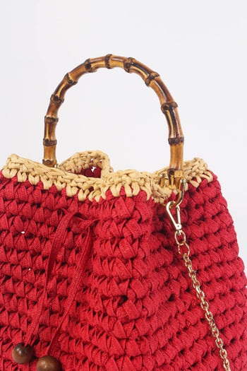 Secchiello Crochet Manico Rosso/beige - 7