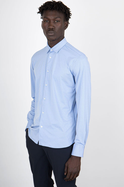 Camicia Shirt Oxford Jacquard Open Azzurro Uomo - 1