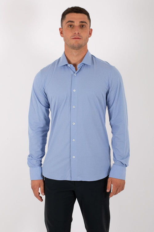 Oxford Jacquard Open Shirt Azzurro Uomo - 2