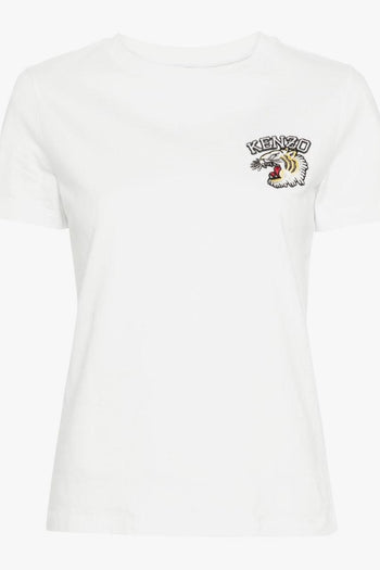 T-shirt Bianco Donna Ricamo Logo Tigre - 4