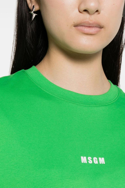 T-Shirt Cotone Verde/Bianco con logo classico - 2