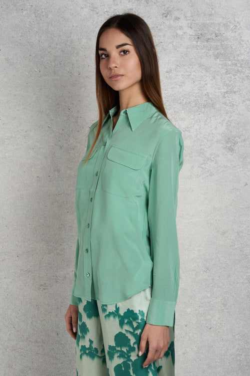 Camicia In Seta Verde Donna - 2