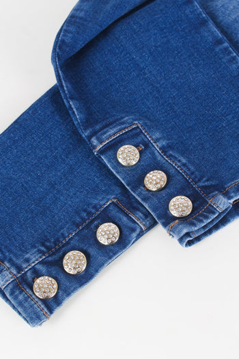 Jeans Classy Bottone Fondo Denim Medio - 8