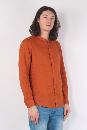 Camicia Lino Coreana Rust - 5