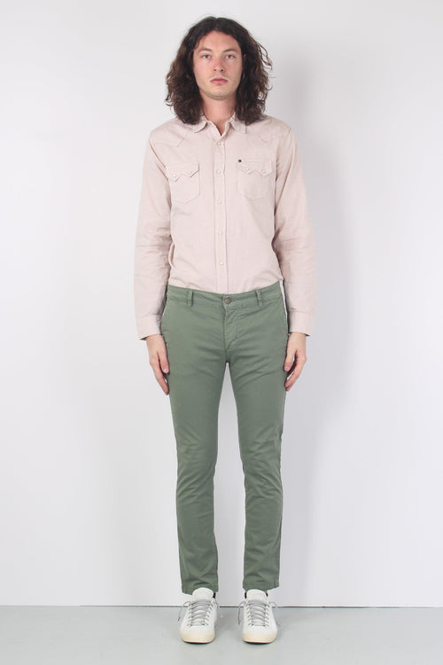 Pantalone Chino Slim Verde Militare - 1