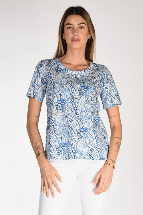 Camicia Stampata Blu/bianco Donna