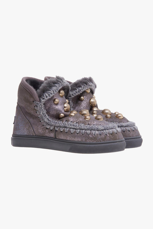 Boot Eskimo Sneaker in camoscio laminato con maxiborchie oro - 2