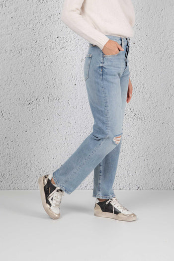 Jeans Cropped In Denim Stretch Blu Donna - 3