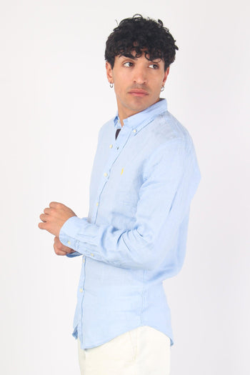 Camicia Lino Slim Fit Blue - 7