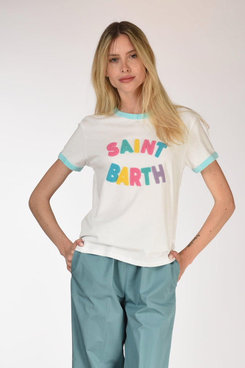 Saint Barth Tshirt Scritta Bianco/multicolor Donna