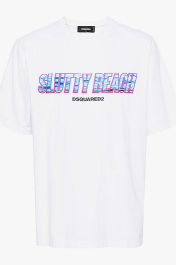 2 T-shirt Bianco Uomo Slutty Beach - 5