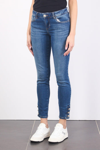 Jeans Classy Bottone Fondo Denim Medio - 5