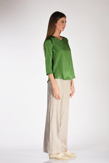 Tshirt Seta Verde Donna - 4