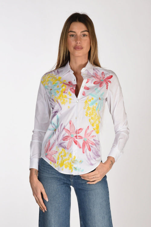 Camicia Dipinta Bianco/multicolor Donna