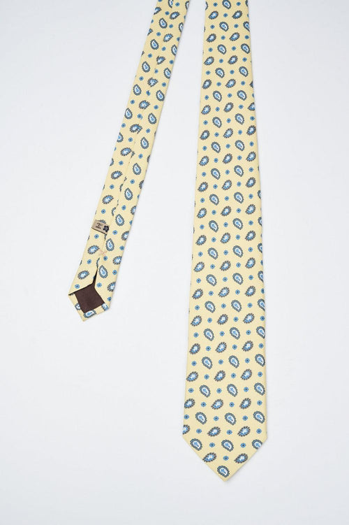 Cravatta in seta fatta a mano con stampa motivo paisley - 2