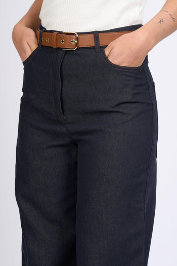 Pantalone Cobalto Denim Blu Scuro Donna - 5
