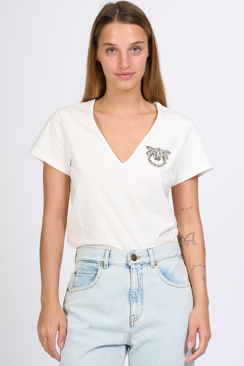 T-shirt Scollo V Bianco Donna - 2