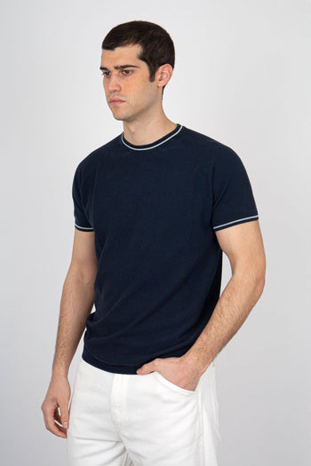 T-Shirt Maglia di Cotone Blu - 3