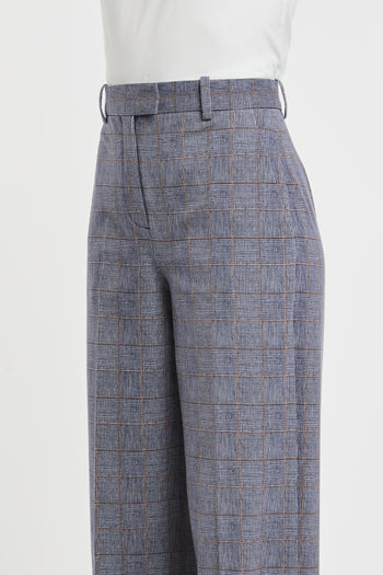 1901 Pantalone Principe di Galles Blu in Misto Cotone - 4