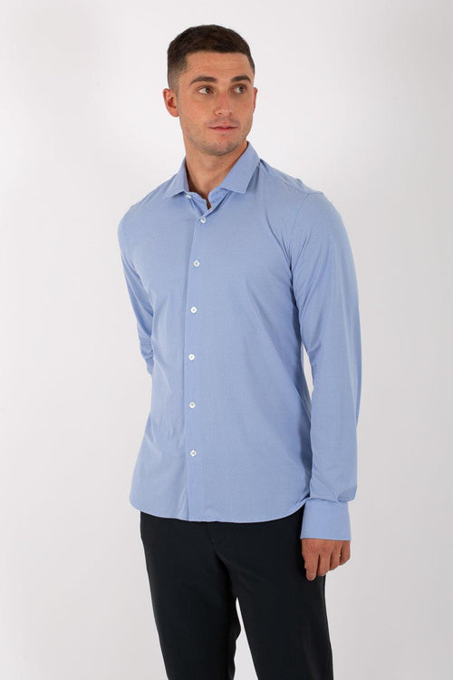 Oxford Jacquard Open Shirt Azzurro Uomo - 1