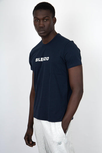 T-Shirt Silenzio Cotone Blu Navy - 3