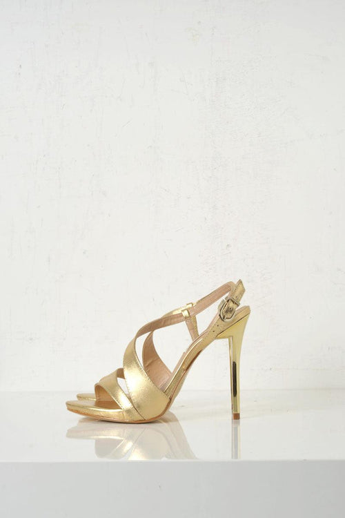 Sandalo oro tacco alto - 1