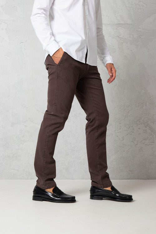 Pantalone slim in cotone stretch microfantasia - 2